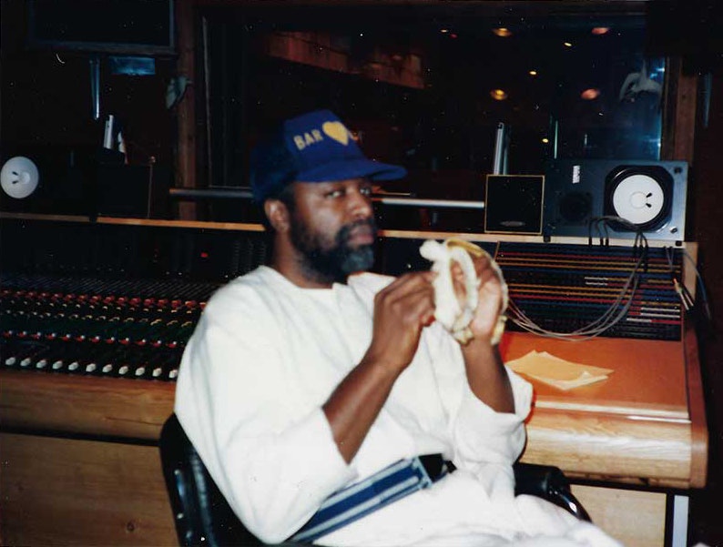 Producer Eugene McDaniels at the studio board.